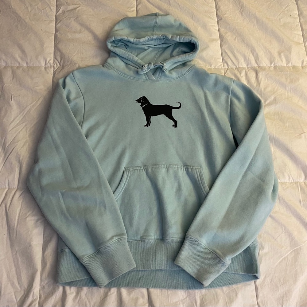baby blue black dog hoodie